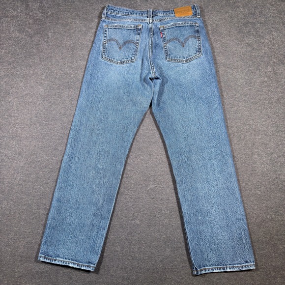 Levi's Wedgie Straight Jeans Women 28 Blue High Rise Button Fly Denim Boho Mom - Picture 4 of 10